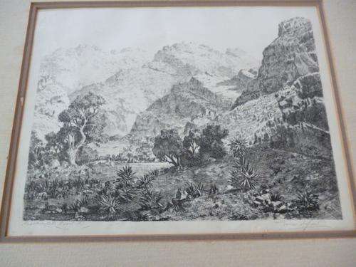 Tinus de Jongh Sevenweek Poort ( Seweweekspoort near Prince Albert, Karoo ). Original Etching,